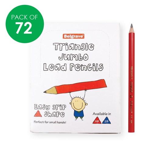 HB Jumbo Triangular Lead Pencils Wood Pk72 Belgrave